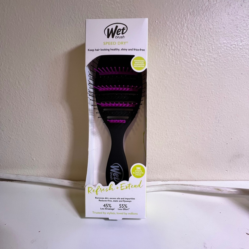 Wet Brush OS Refresh + Extend Speed Dry Hair Brush Black Charcoal Anti-Frizz